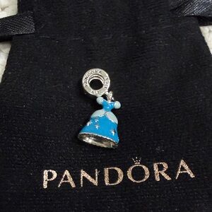 Pandora Silver Disney Cinderella Blue Dress Charm